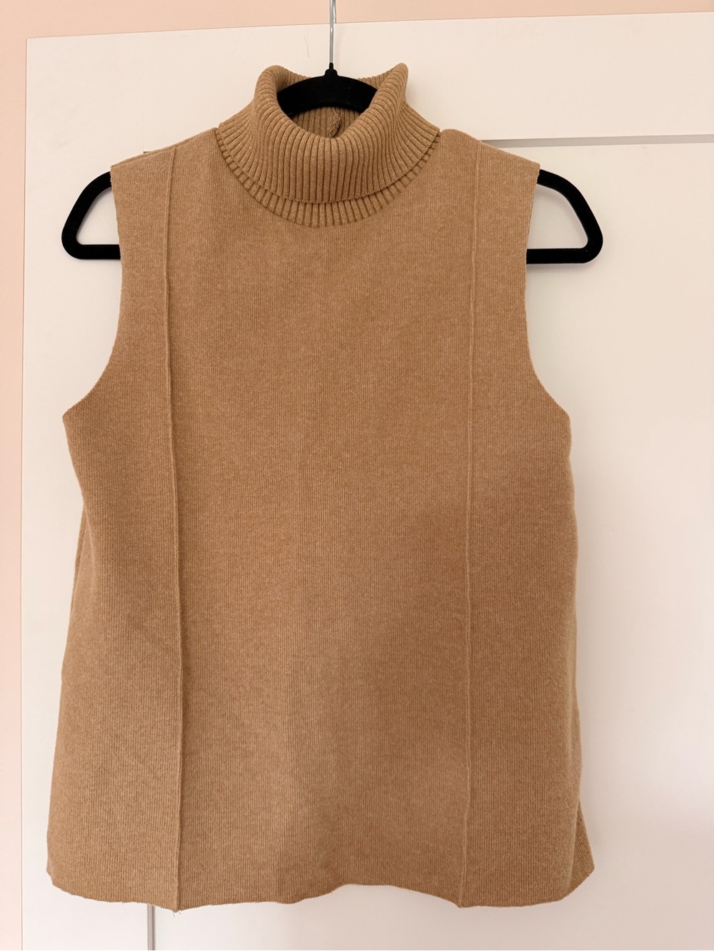 Zara Camel Sleeveless Turtleneck Sweater Vest